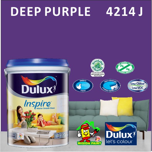 DEEP PURPLE 4214 J ( 5L ) DULUX INSPIRE INTERIOR SMOOTH SHEEN PAINT LOW