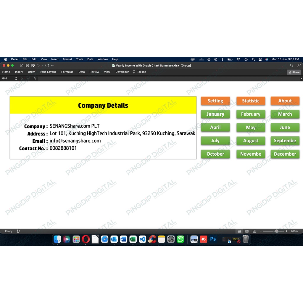 Yearly Income With Graph Chart Summary Spreadsheet | Shopee Malaysia