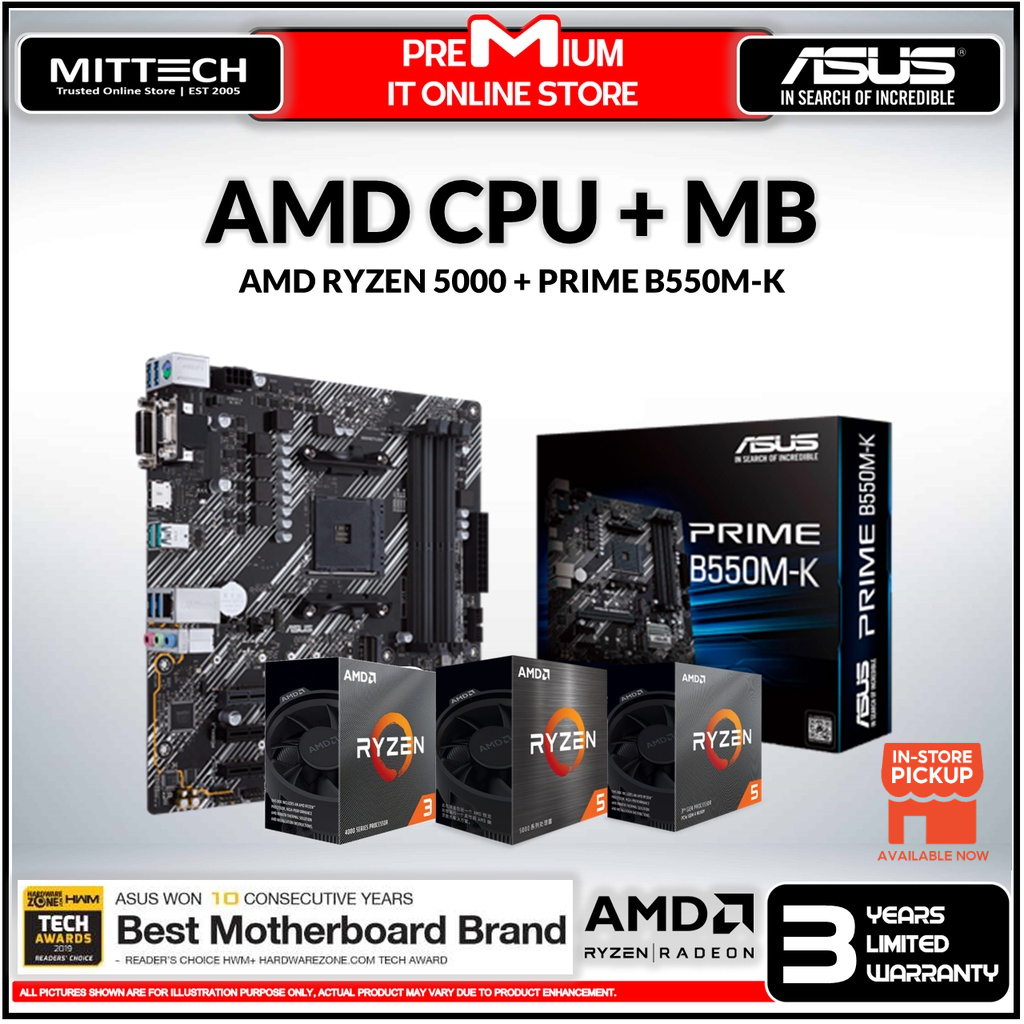 Asus Prime B550MK AM4 Motherboard + AMD Ryzen 5000 AM4 Processor