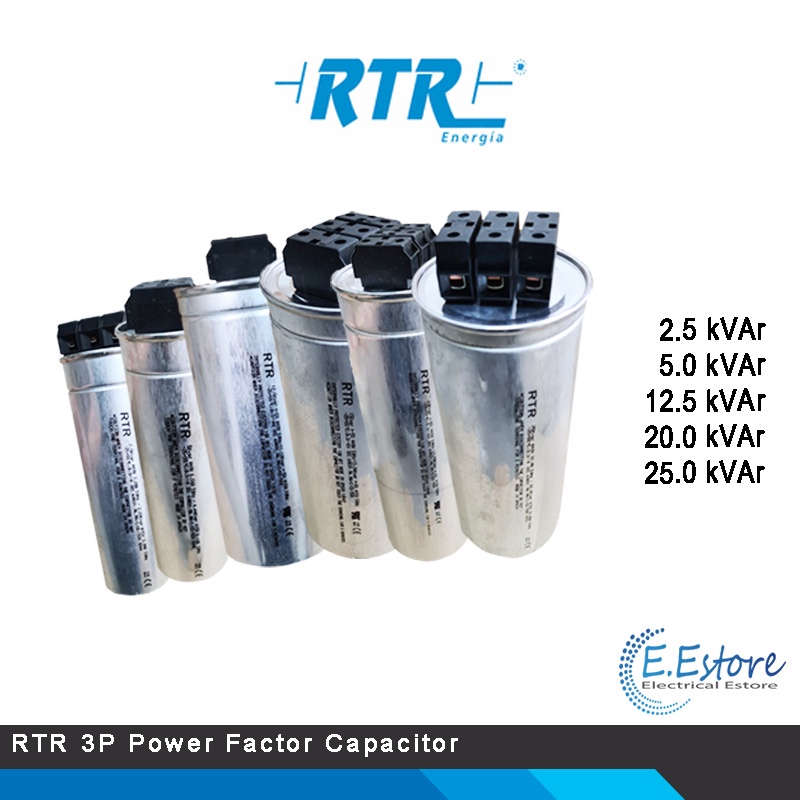 RTR 3P Power Factor Capacitor 2 5kVAr 5kVAr 12 5kVAr 15kVAr 20kVAr