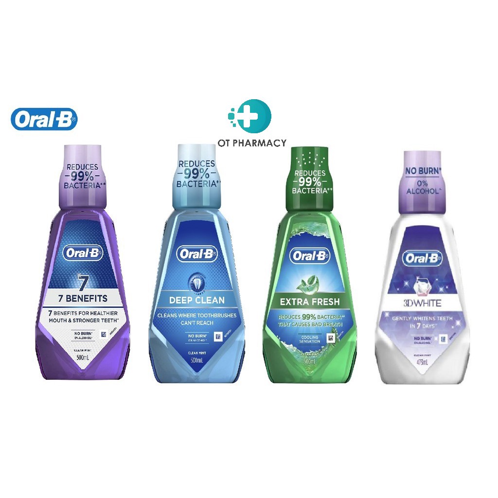 Oral-B 7 Benefits/3D White/Deep Clean/Extra Fresh Mouthwash 500ml/473ml ...