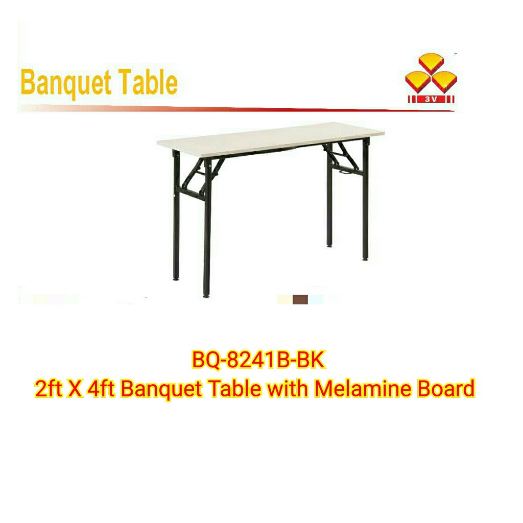 Bq 8241b Bk 2ft X 4ft Banquet Table With Melamine Top And Folding Stand