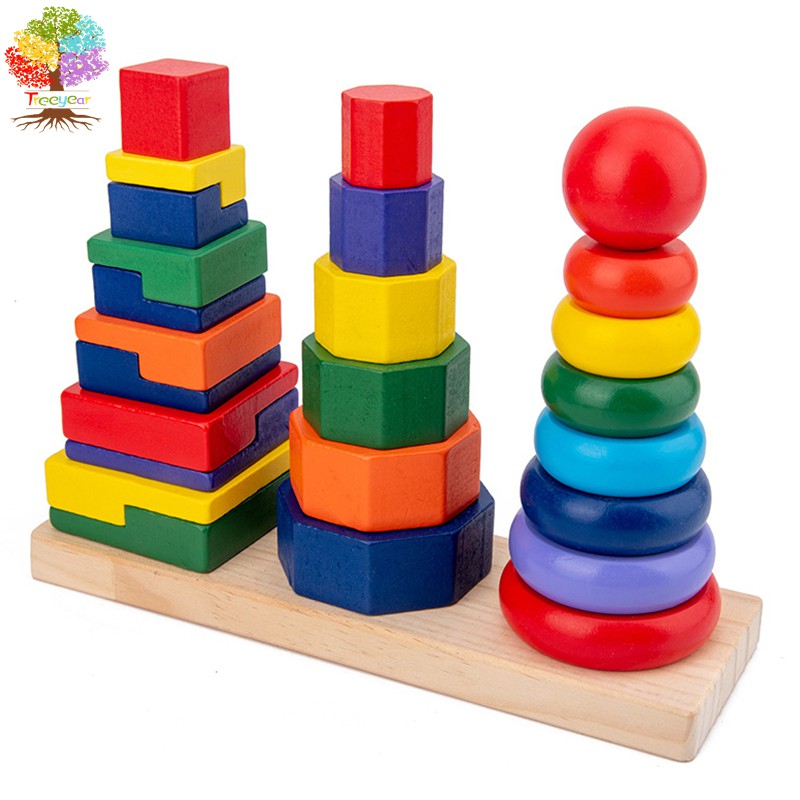 Treeyear Wooden Educational Geometric Toys Preschool Learning Shape ...