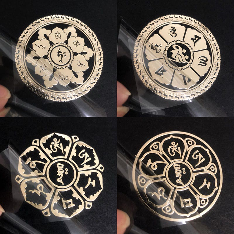 【已开光 RARE】Tibetan Lama Mantra Metal Sticker 已开光 西藏喇嘛六字真言准提神咒金属符贴 ...