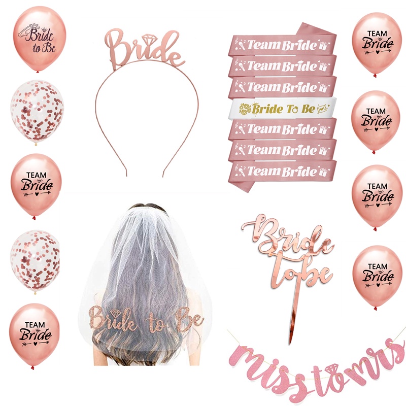 Rose Gold Bridal Shower Decoration Set Bachelorette Party Bride to Be ...
