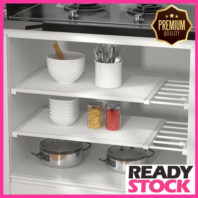 (Ready Stock) Adjustable Closet Organizer Storage Shelf Wall Mounted