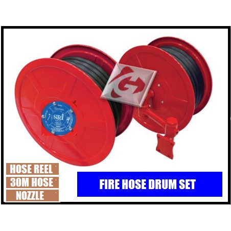 Bomba] Fire Fighting Hose Reel Set, Complete with Drum, 30Mtrs