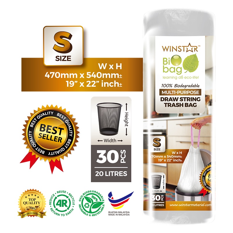 WINSTAR BIO BAG | PLASTIK SAMPAH BERTALI |MULTI-PURPOSE DRAW STRING ...