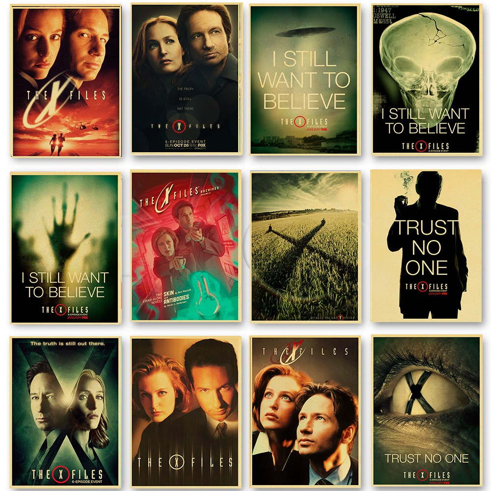 The X-Files Posters Alien UFO TV Series Retro Kraft Paper Posters Wall ...