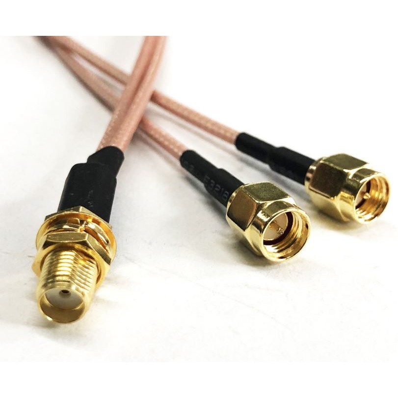 Coaxial RF Adapter Y Cable SMA-TS9 Female / SMA male(2) to SMA female(1 ...