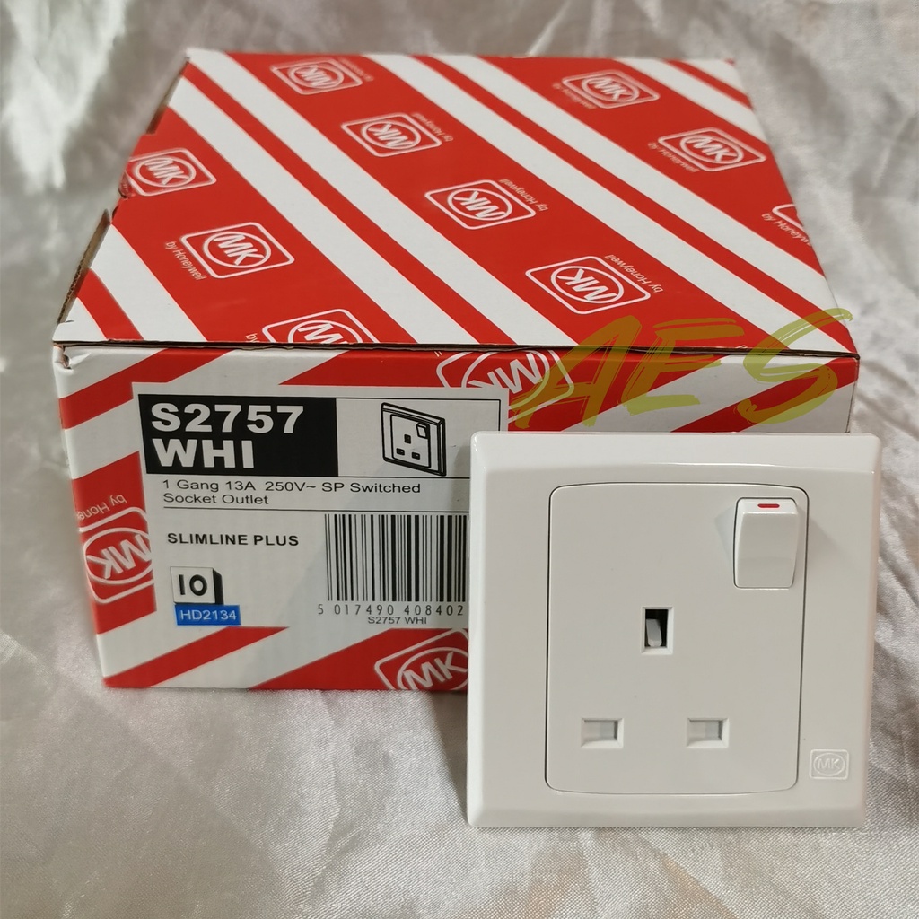 MK SLIMLINE PLUS 13A 1GANG SWITCH SOCKET OUTLET (S2757 WHI) Shopee Malaysia