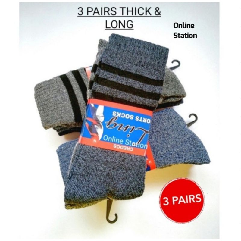Ready Stock 3 pairs Thick Socks Suitable for safety boots / Stoking Stokin lelaki kerja Panjang