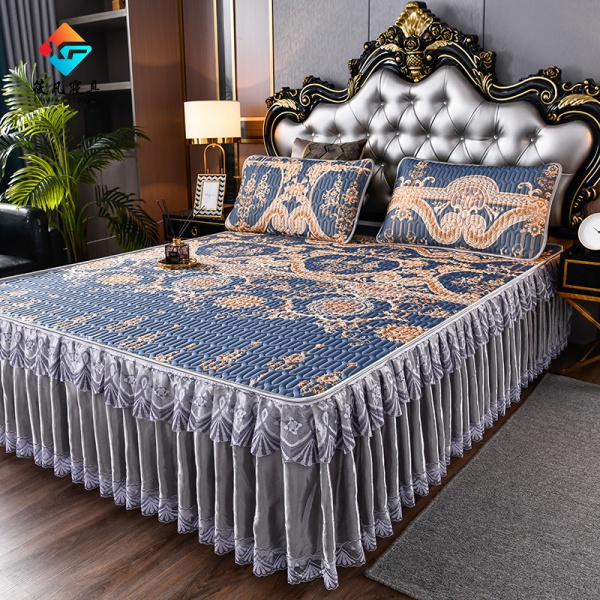 Summer Cool European Style 3in1 Bed Skirt Ice Silk Mattress Protector