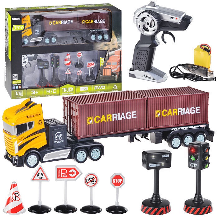 Children Big Rc Truck Container 2.4ghz Remote Control Toy Container ...