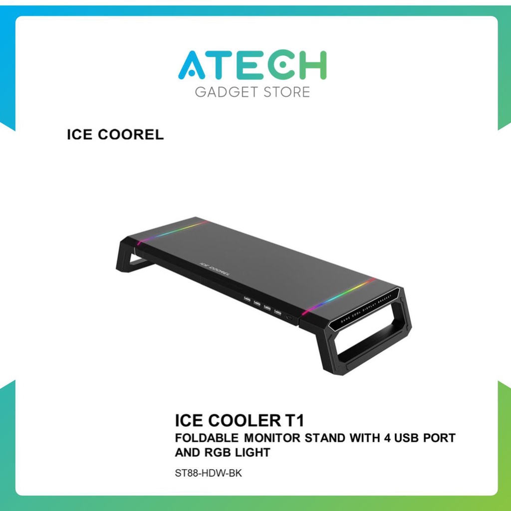 ICE COOLER T1 FOLDABLE MONITOR STAND WITH 4 USB PORT AND RGB LIGHT ...