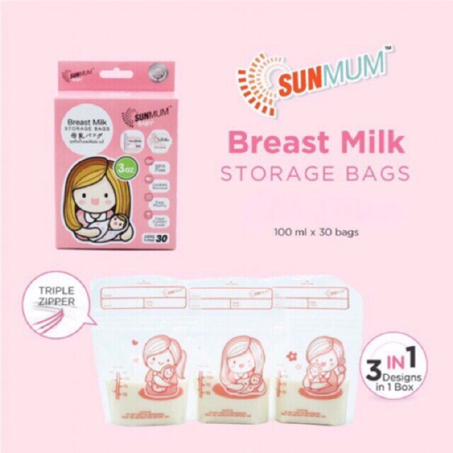 Sunmum Breastmilk Breast Milk Bag 100ml Plastic Material Safe For