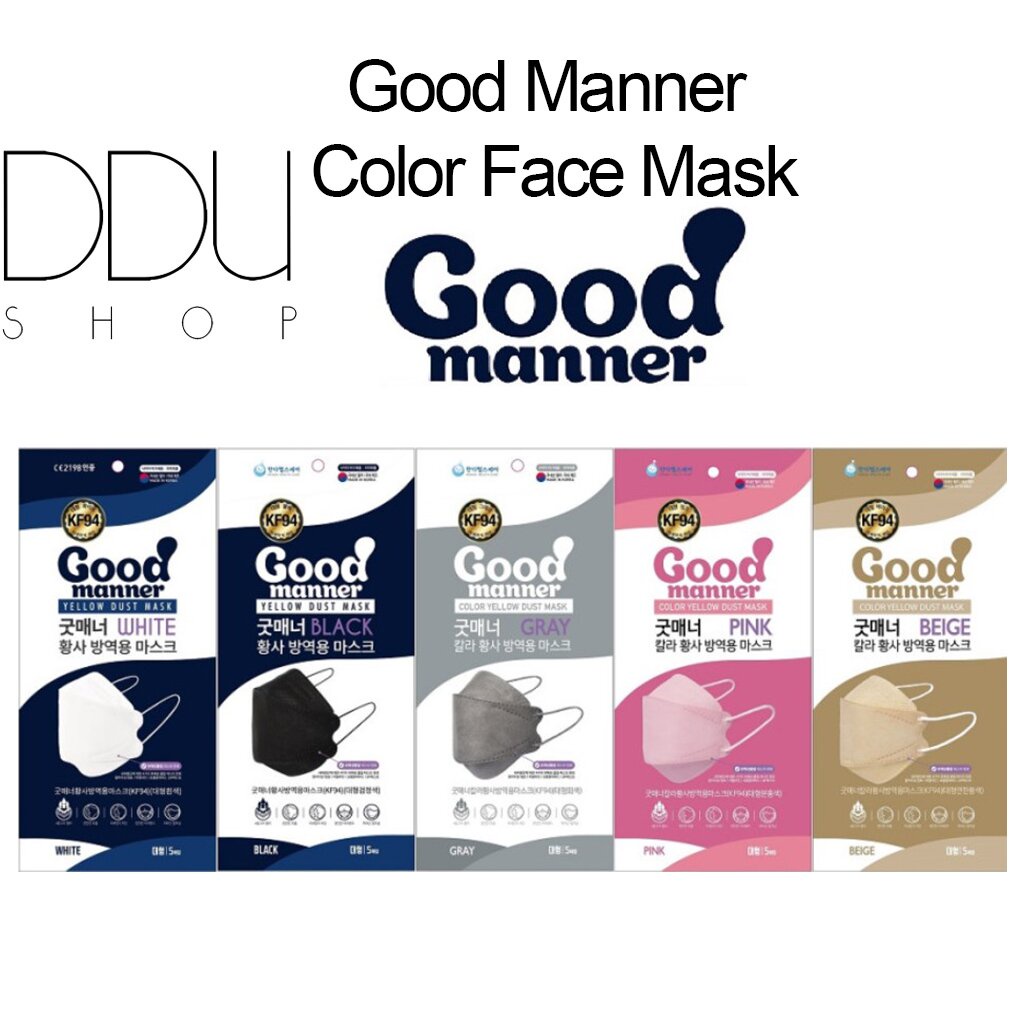 Good Manner Color Face Mask / KF94 Mask / From KOREA / 5pcs / 5 Colors ...