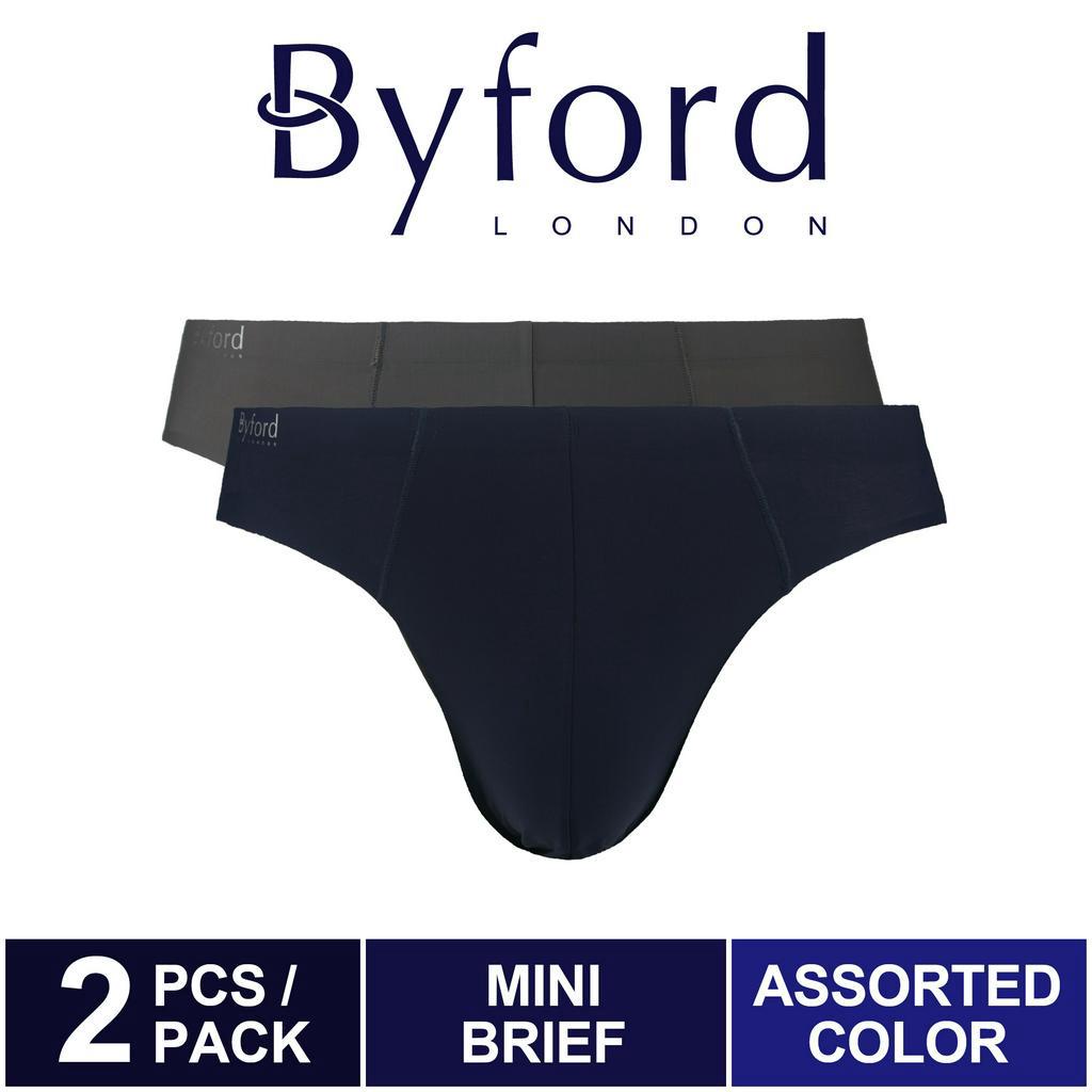 2 Pcs) Byford Men Brief Nylon Spandex Men Underwear Assorted Colours -  BUB689M