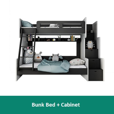 [Pull Out Bed] Nordic Double Decker Bunk Bed Children Parent Double ...