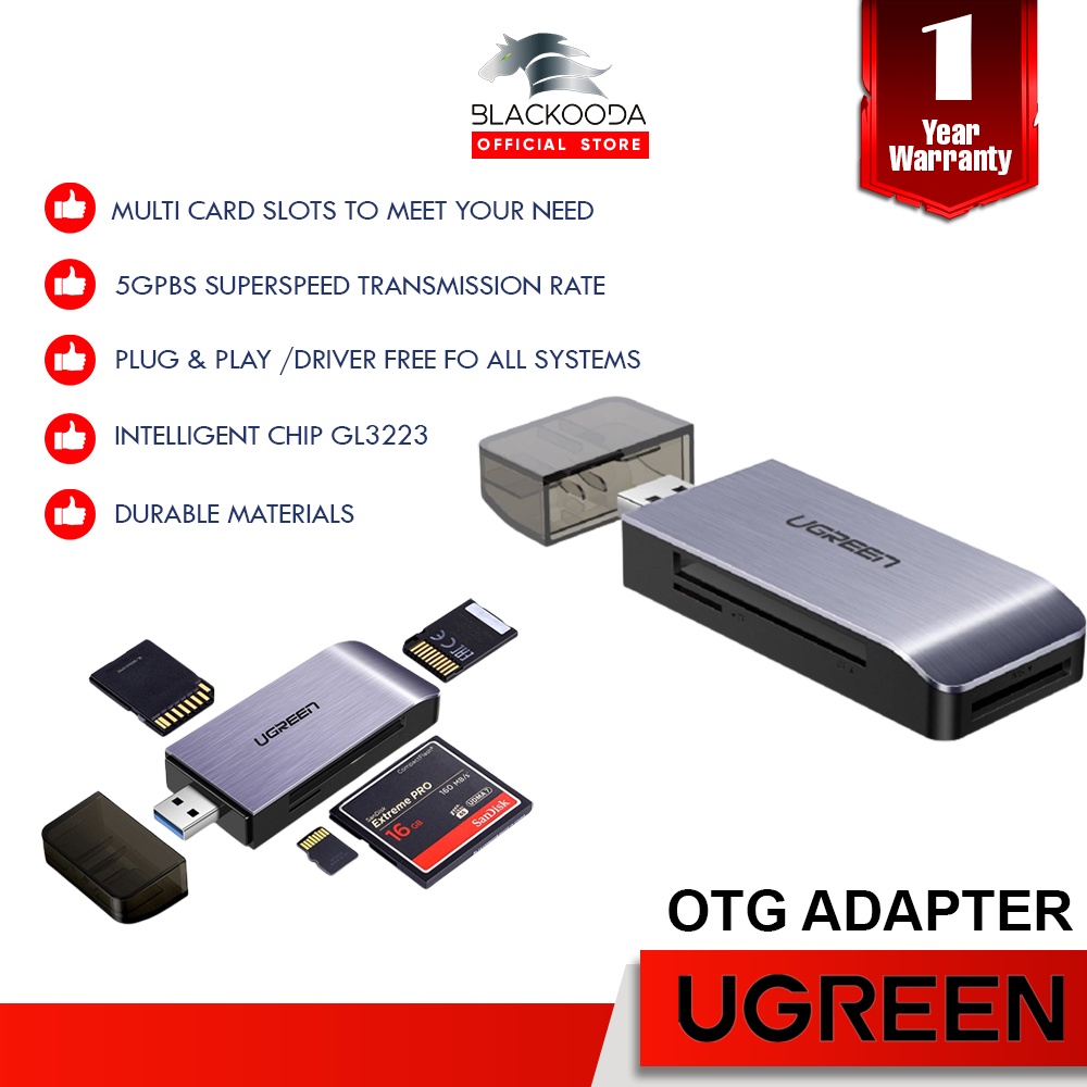 Ugreen Usb 3 0 High Speed Sd Card Reader Cf Memory Card Adapter Shopee Malaysia