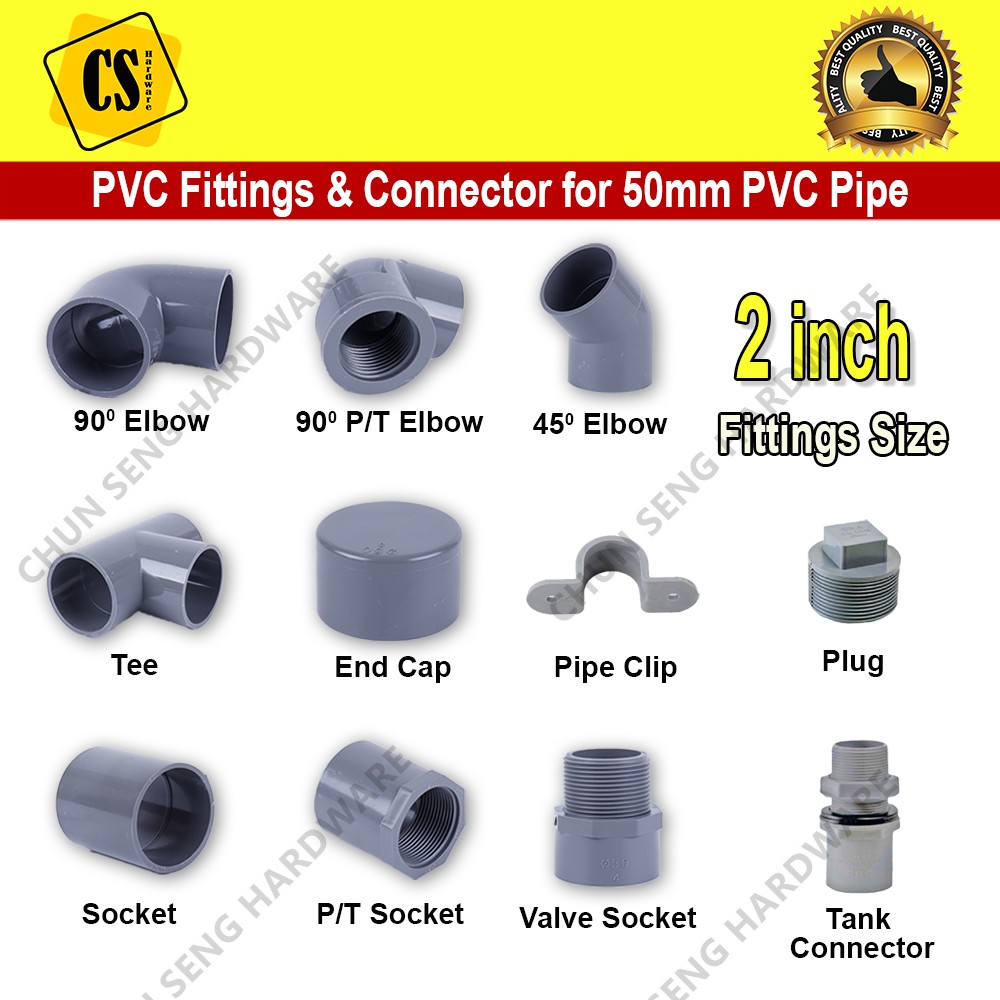 2 inch PVC Pipe Fitting Connector Elbow PT Elbow Tee Socket PT Socket ...