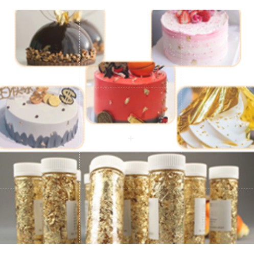 24K Genuine Edible Grade Gold Leaf Schabin Flakes Decorate Cake Ice ...