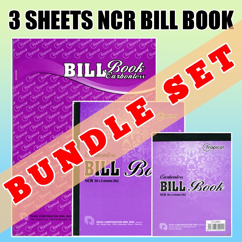 TROPICAL 3PLY Bill Book with NCR Carbonless BUNDLE SET | Receipt Book ...