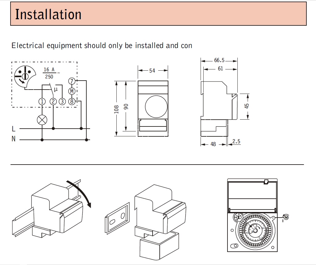 ONESTO TIME SWITCH TS28 Mechanical Timer 24 hours Analogue Time