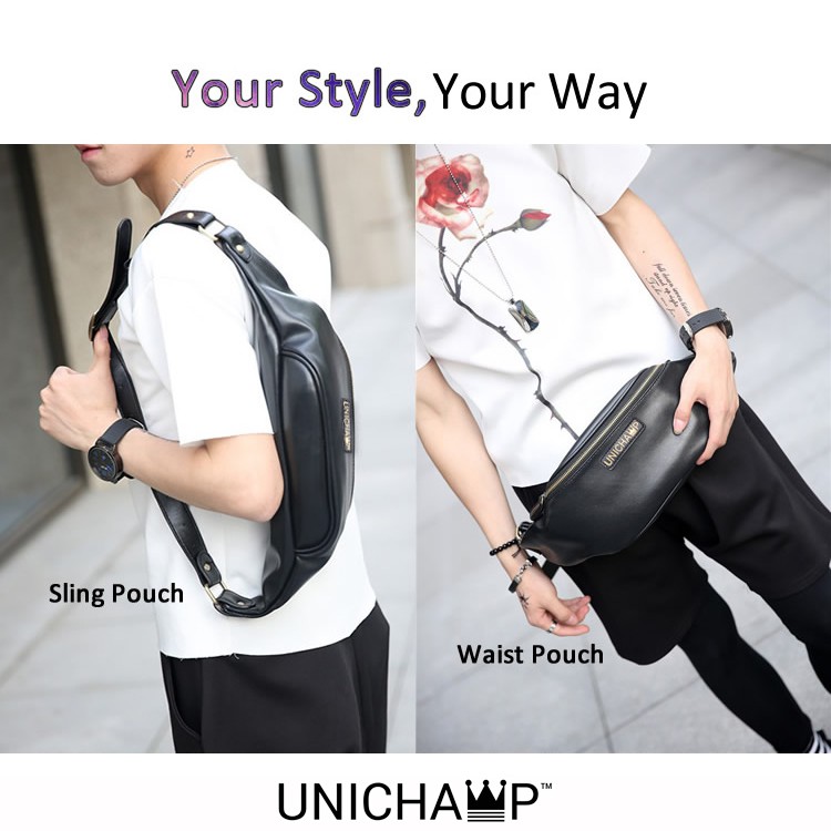 Ready Stock leather waist bag men sling bag men beg pinggang