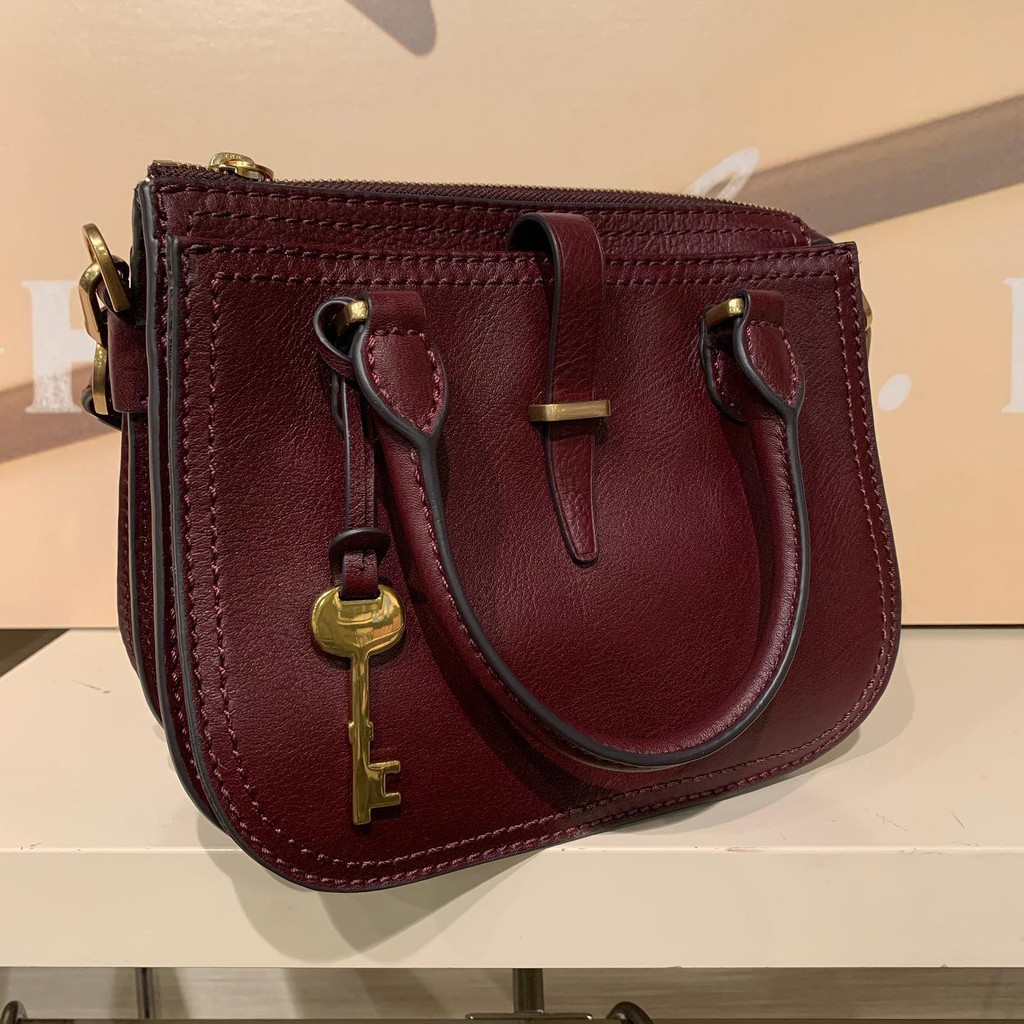 Fossil Ryder Mini Satchel in Fig Shopee Malaysia