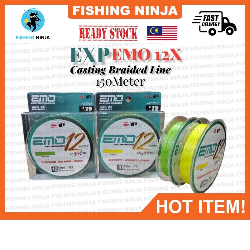 EXP Emo 12x Fishing Line 150m Casting Braided Fishing Line Ultra Sensitive  Smooth Thin Strong PE Multifilament Durable