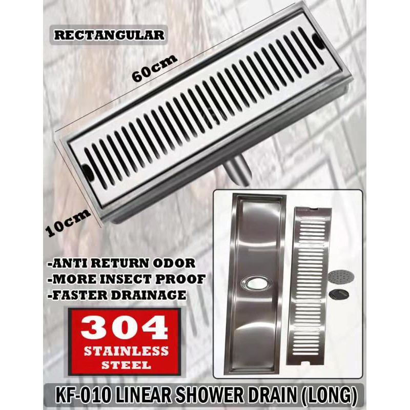Rectangular Linear Shower Floor Drain Long Linear Drainage Channel ...