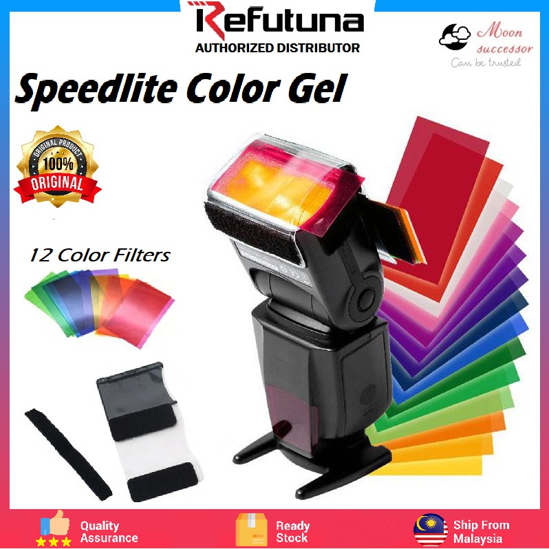 Refutuna Camera Flash Speedlite Color Gel 12 Color Filter For