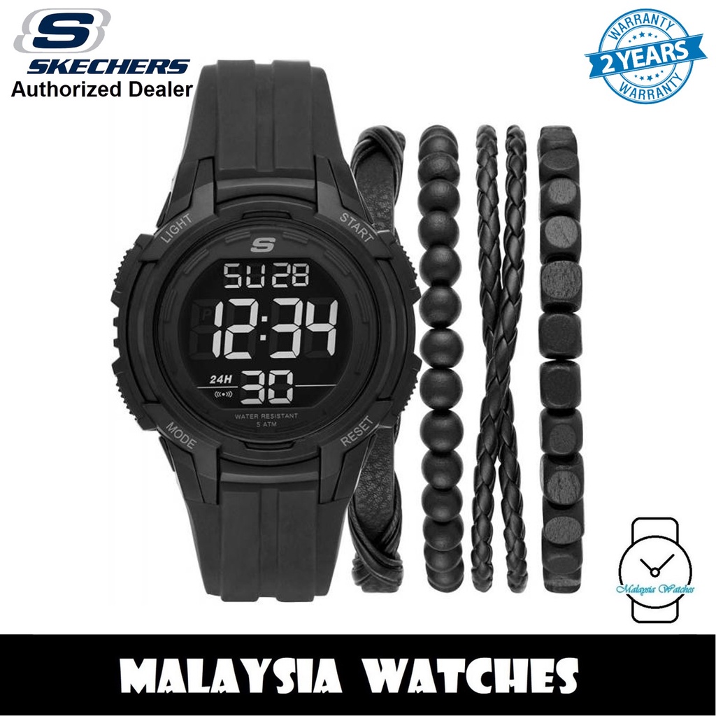 OFFICIAL WARRANTY) Skechers SR9031 Black Digital Dial Silicone Strap Men  Watch + Bracelets Gift Set (2 Years Warranty) | Shopee Malaysia