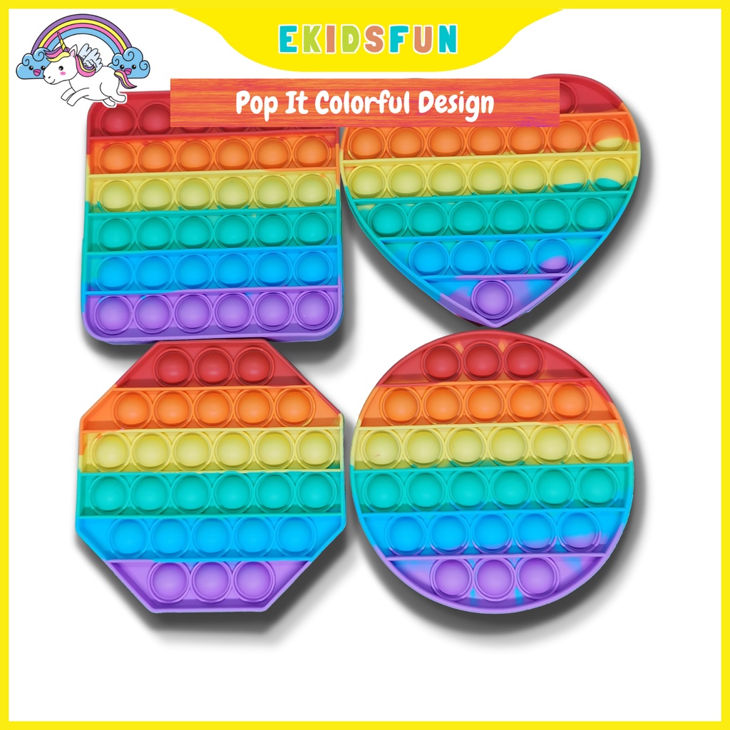Pop It Colorful Push Pop it Bubble Fidget Sensory Toy Stress Reliever ...