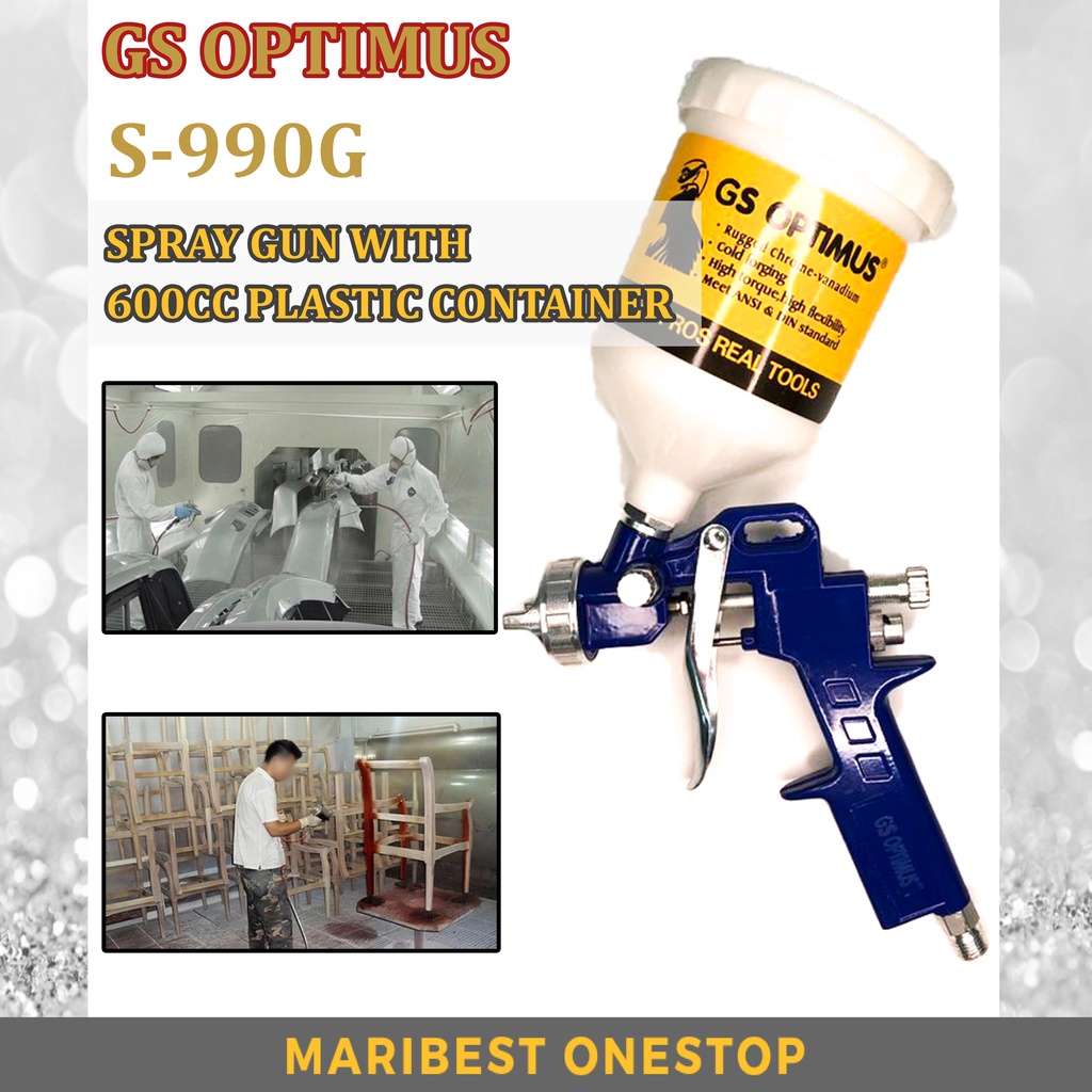 PLAS-S990G GS OPTIMUS GUN WITH 600CC PLASTIC CONTAINER FOR PAINTING ...
