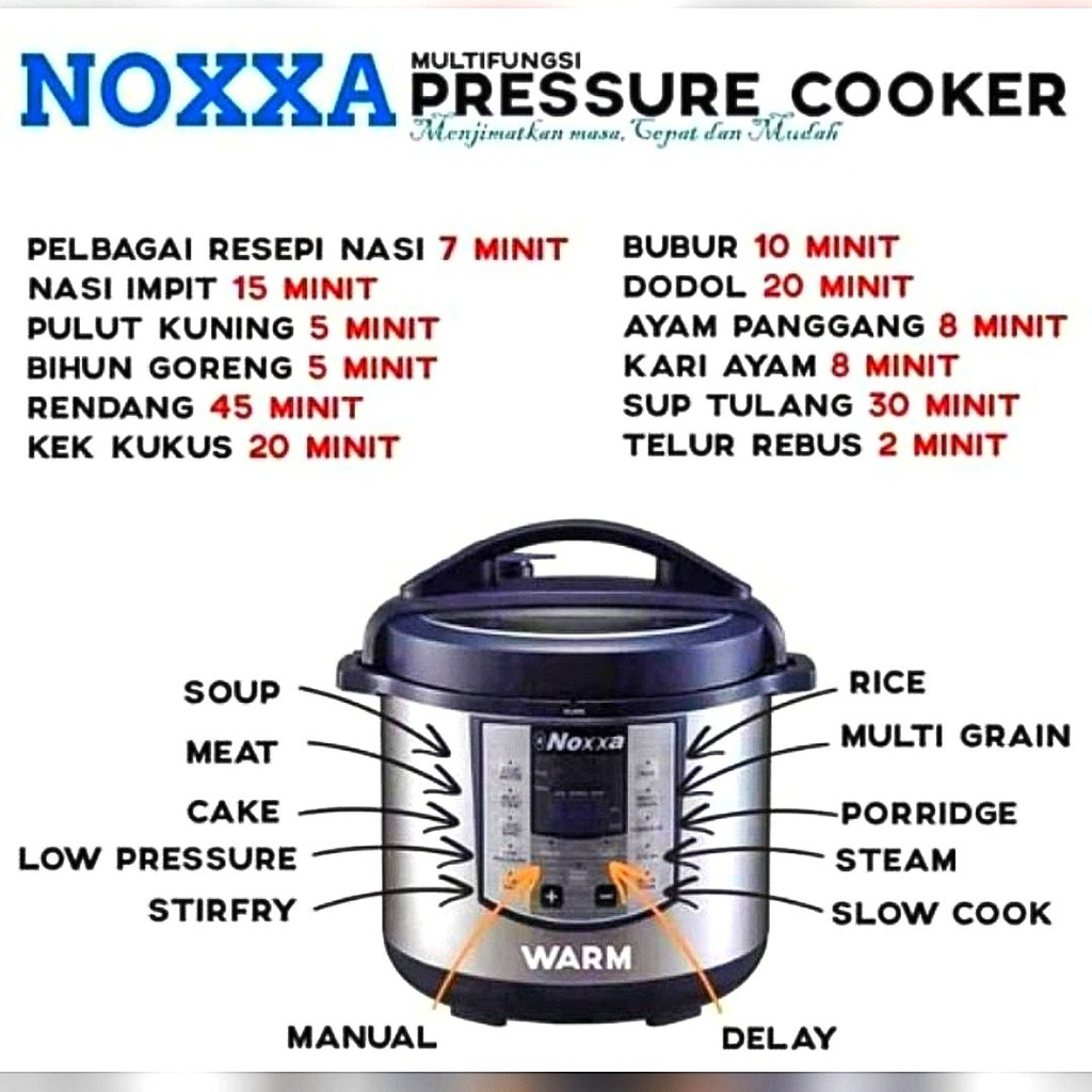 NOXXA ELEC MULTIFUNCTION PRESSUE COOKER READY STOCK Shopee Malaysia