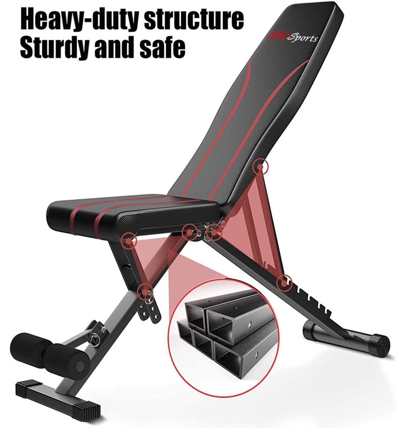 Gym Fitness Chair Adjustable Press Bench Sit Up Dumbbell Stool ...