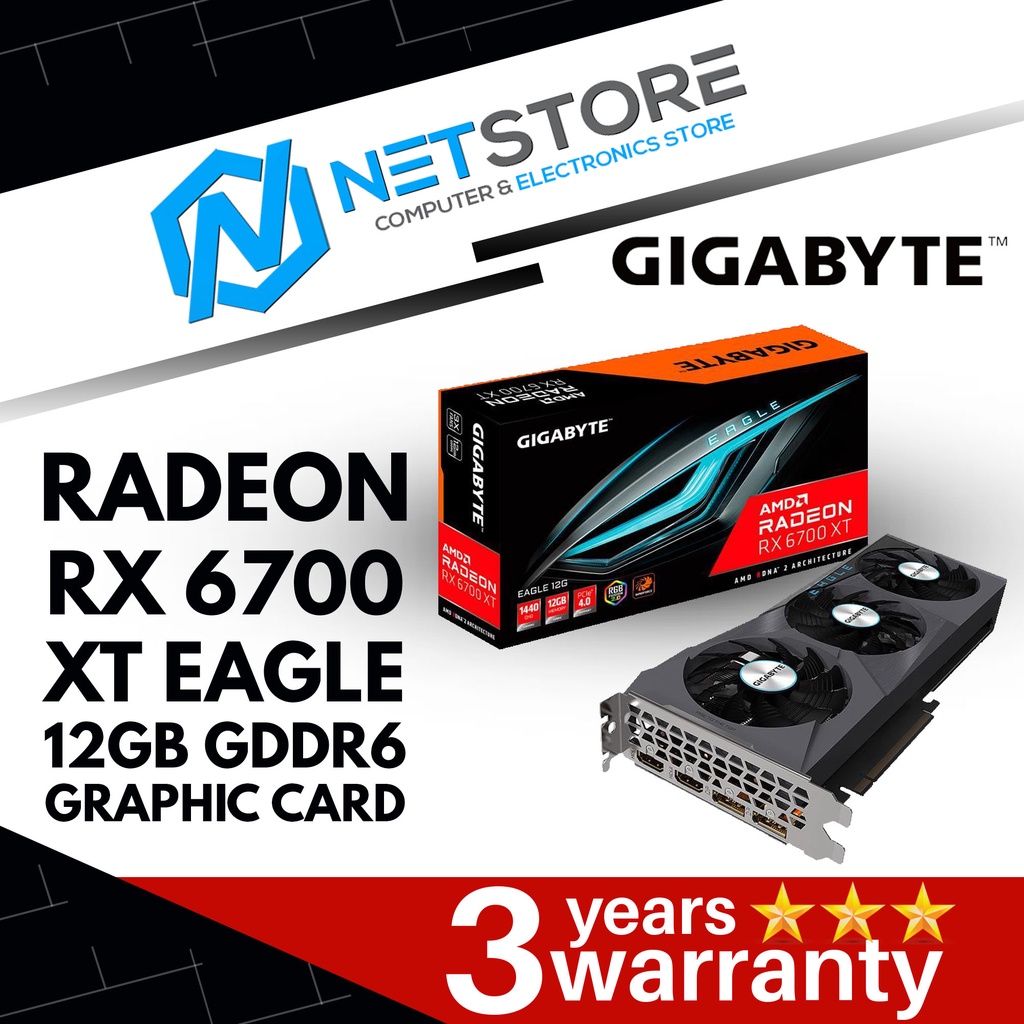 GIGABYTE RADEON RX 6700 XT EAGLE 12GB GDDR6 GRAPHIC CARD - GV ...