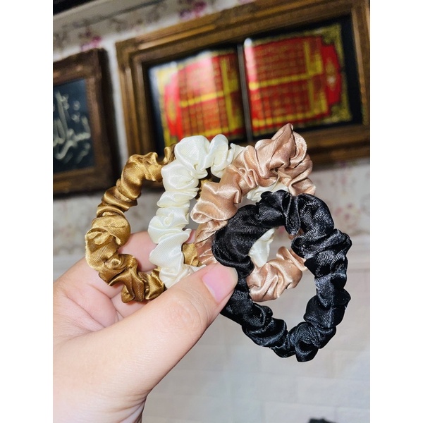 silk scrunchie/hair ties silk cotton least damaging hair ties Shopee