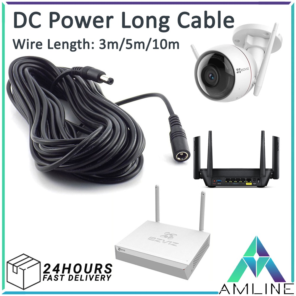 EZVIZ C3W C4W 12V DC Extension Cable 5.5mm x 2.1mm Male Female Power
