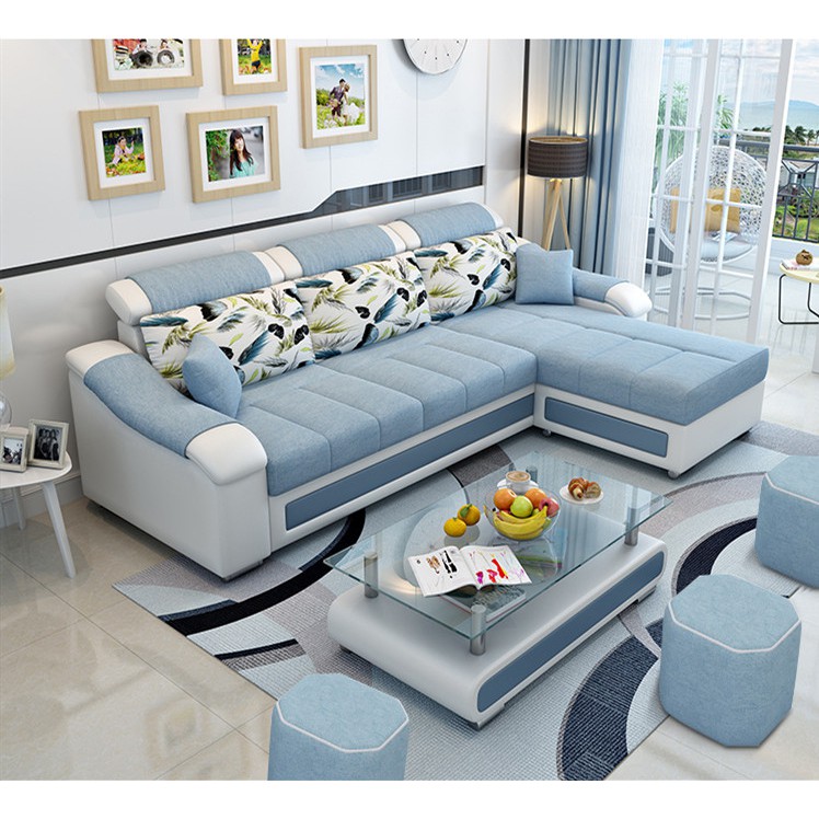L Shape Fabric Couch Sponge Modern