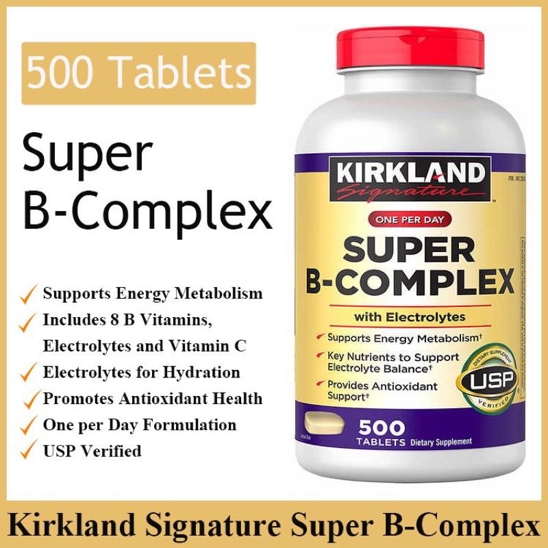 Kirkland Signature Super B-Complex With Electrolytes 500 Tablets ...