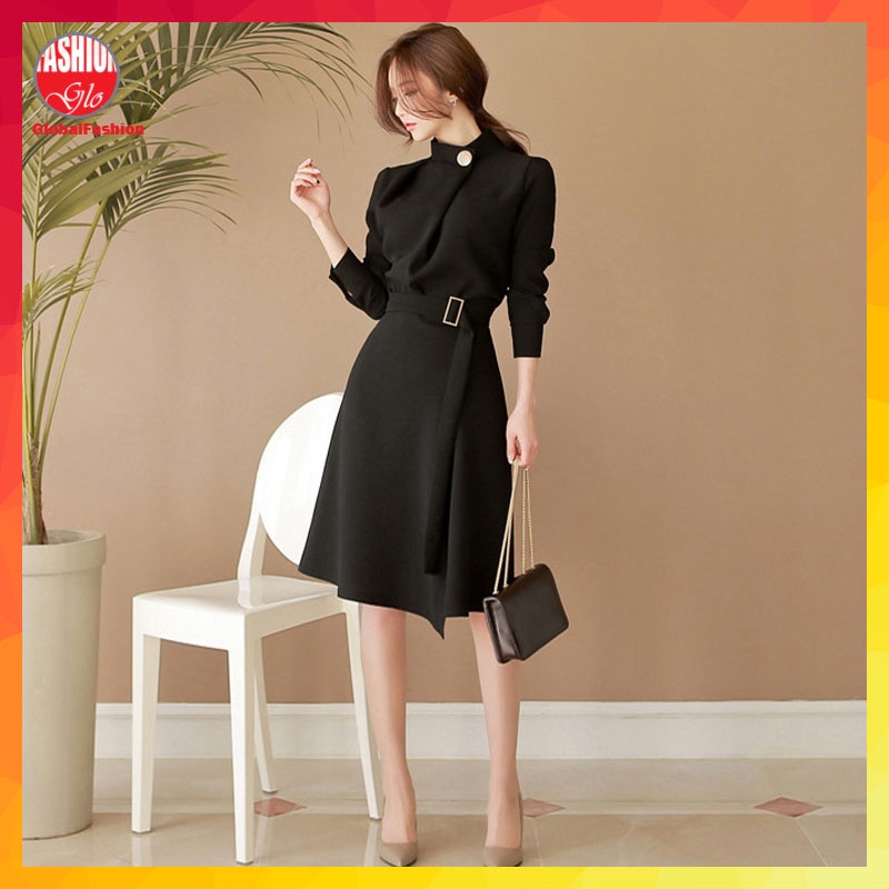 Korean style 2024 black dress