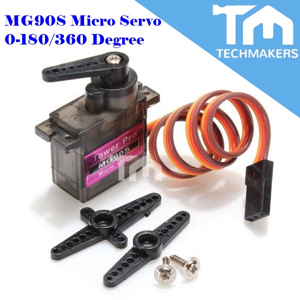 TowerPro MG90S Metal Gear (Full Metal Gear, No Mix Plastic) Micro Servo 0-180 / 360 Degree with Cable RC Toy TechMakers