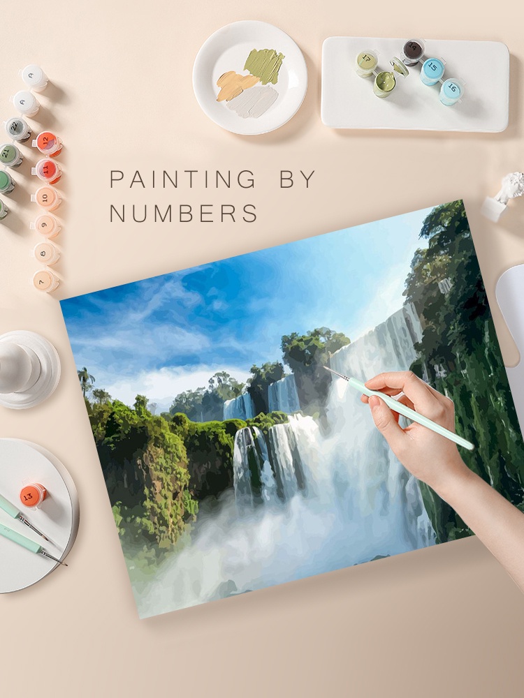 RUOPOTY 60x75cm/50x65cm/40x50cm Frame Oil Painting By Numbers Waterfall ...