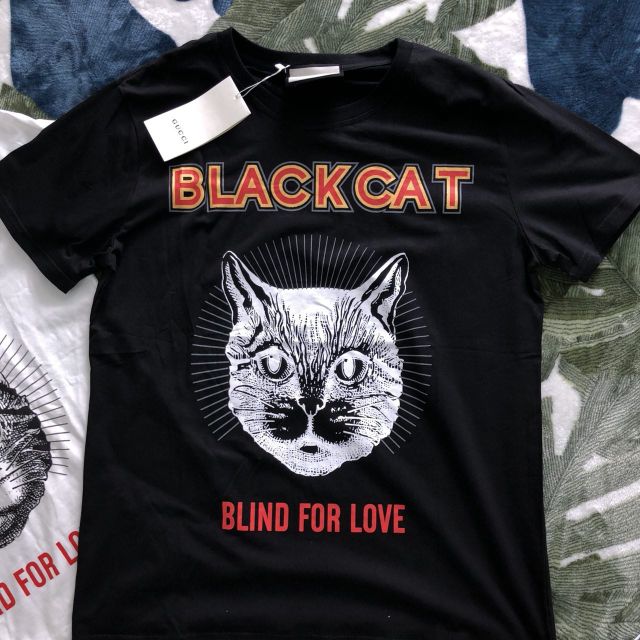 Gucci BLACK CAT T SHIRT MEN WOMEN