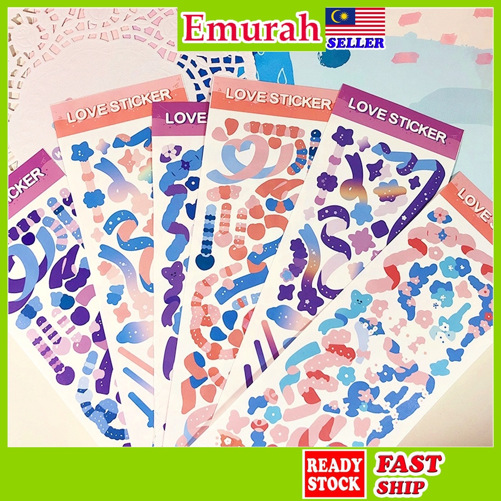 Color Ribbon Sticker (1 sheet) DIY Korean Decoration Stickers Scrapbook ...