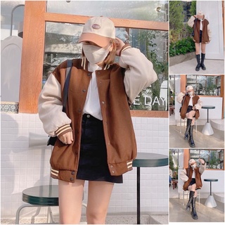 Puzzle A CHOCK BROWNIE VARSITY BASEBALL OVERSIZE/BOMBER BASEBALL Jacket  Korean STYLE