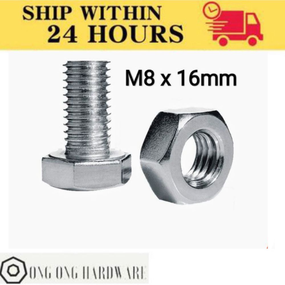 Bolt and Nut Slotted Angle Bar M8 x 16mm / Skru Besi Rak / Rack Shelf